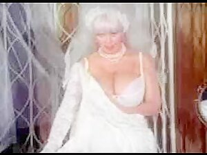 Big Tits Granny Candy Samples Masturbates in Wedding Dresses